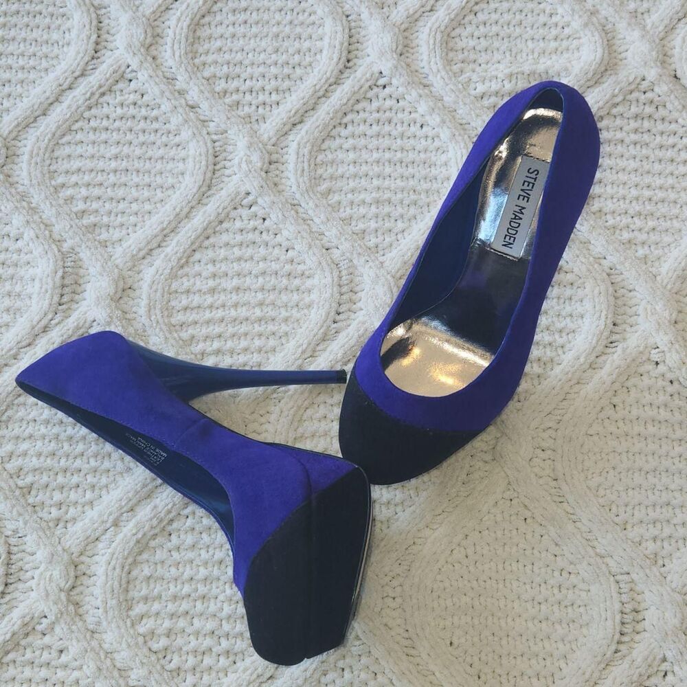 NEW Steve Madden Vivie Suede Royal Blue/ Black Platform Stilettos Size 6.5